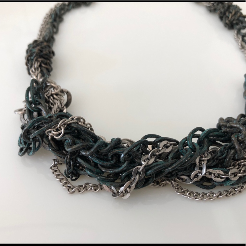 Kenneth Cole Gunmetal and Turquoise Twisted Chain - Picture 2 of 3
